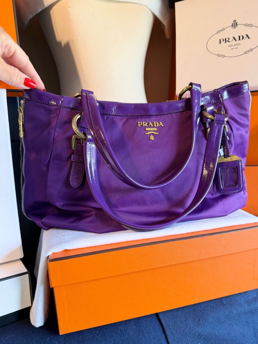 Prada Purple Nylon Shoulder Bag with Gold Hardware! Offers always welcome! - Picture 6 of 15